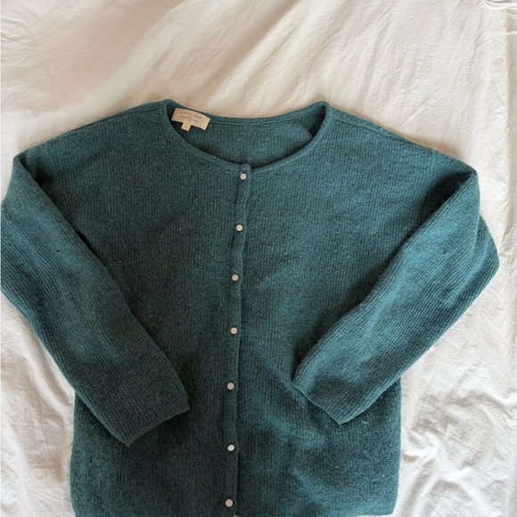 Sezane Sweaters - Sezane Teal Button-Front Wool Blend Cardigan